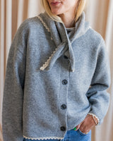 Elena Scarf Cardigan- Grey