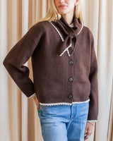 Elena Scarf Cardigan- Chocolate