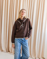 Elena Scarf Cardigan- Chocolate