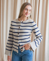 Rosalyn Stripe Cardigan- Taupe