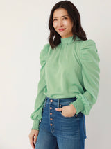 Seafoam Puff Sleeve Blouse