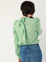 Seafoam Puff Sleeve Blouse