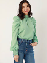 Seafoam Puff Sleeve Blouse