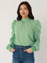 Seafoam Puff Sleeve Blouse
