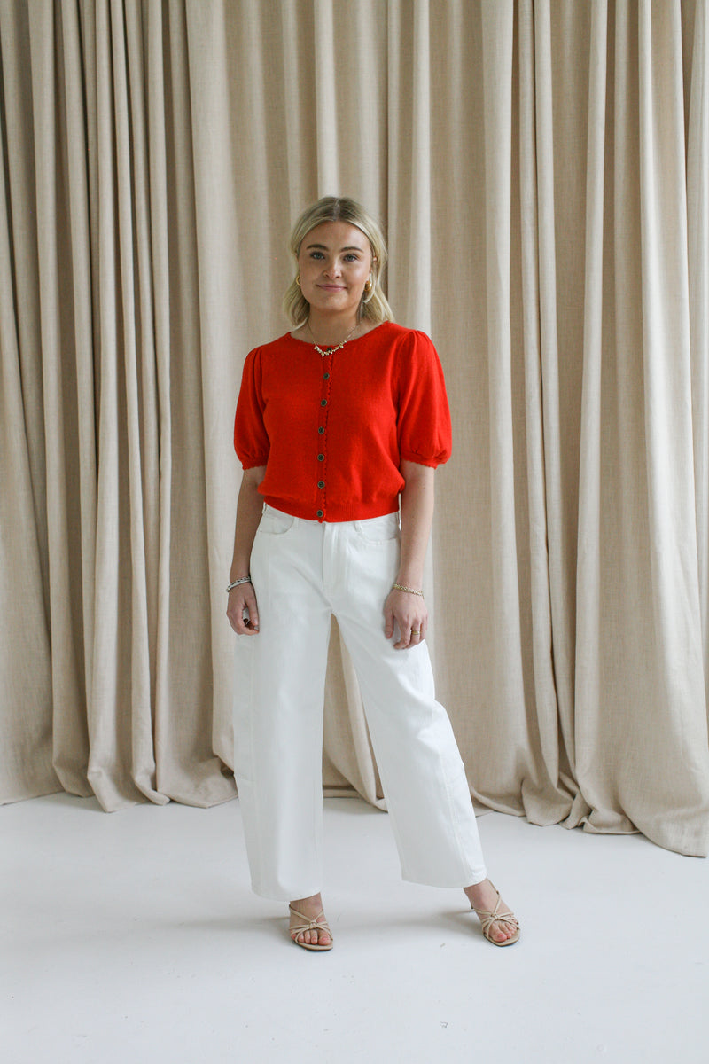 Scarlet Puff Sleeve Cardigan