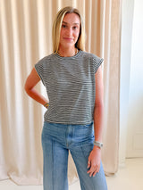 Kaya Striped Tee- Black