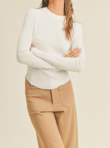 Lea Ribbed Top- White