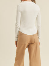 Lea Ribbed Top- White