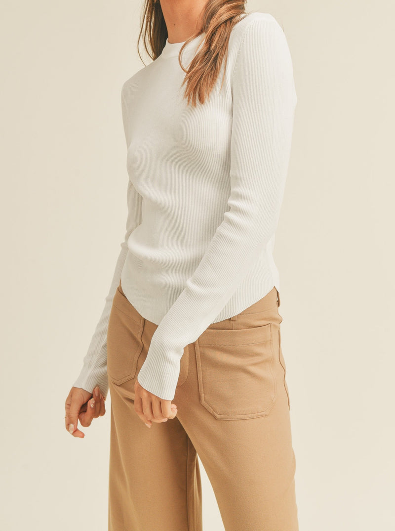 Lea Ribbed Top- White
