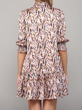 Abstract Tie Neck Dress