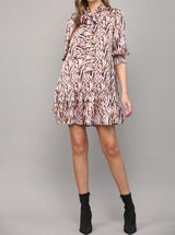 Abstract Tie Neck Dress