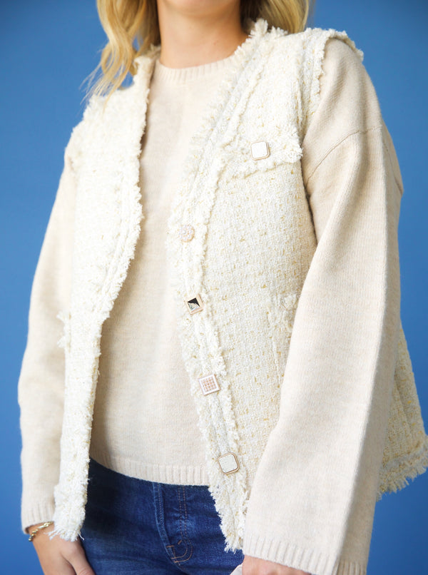 Ivory Tweed Vest