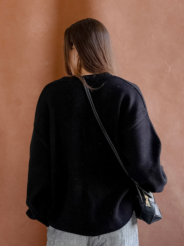 Boyfriend Cardigan-Black