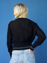 Crochet Stripe Knit- Black