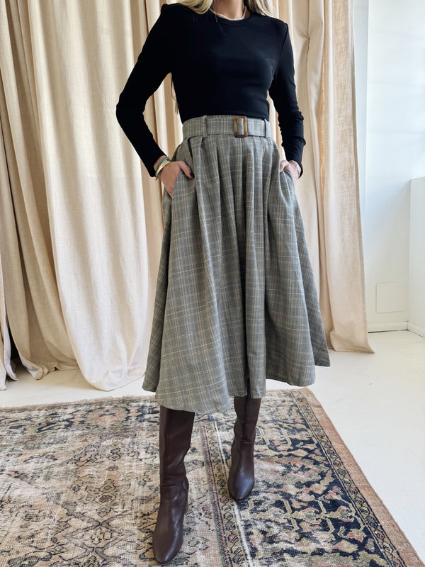 Lanie Plaid Midi Skirt