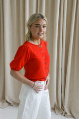Scarlet Puff Sleeve Cardigan