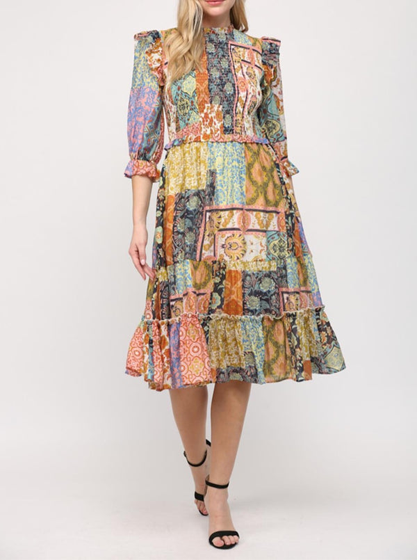 Patchwork Smock Dress