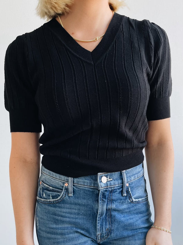 Sienna  Knit Top - Black