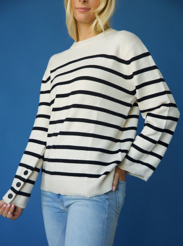 Julian Stripe Top Ivory