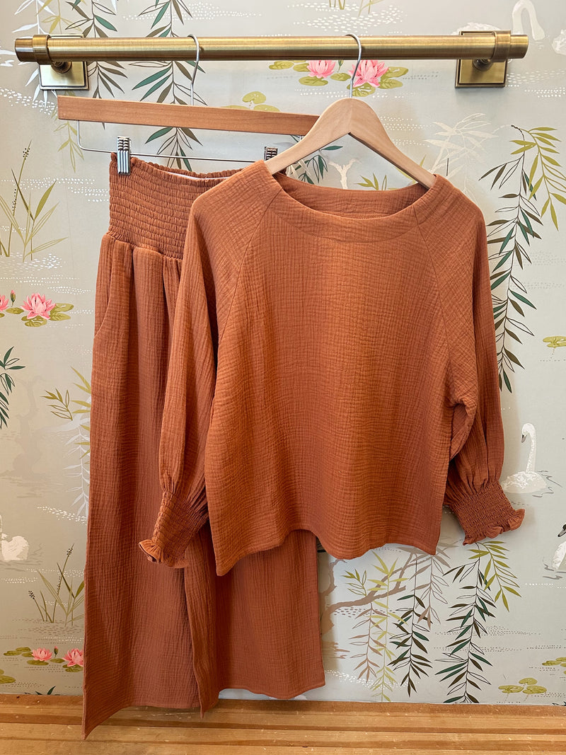 Zoe Smocked Pant Toffee