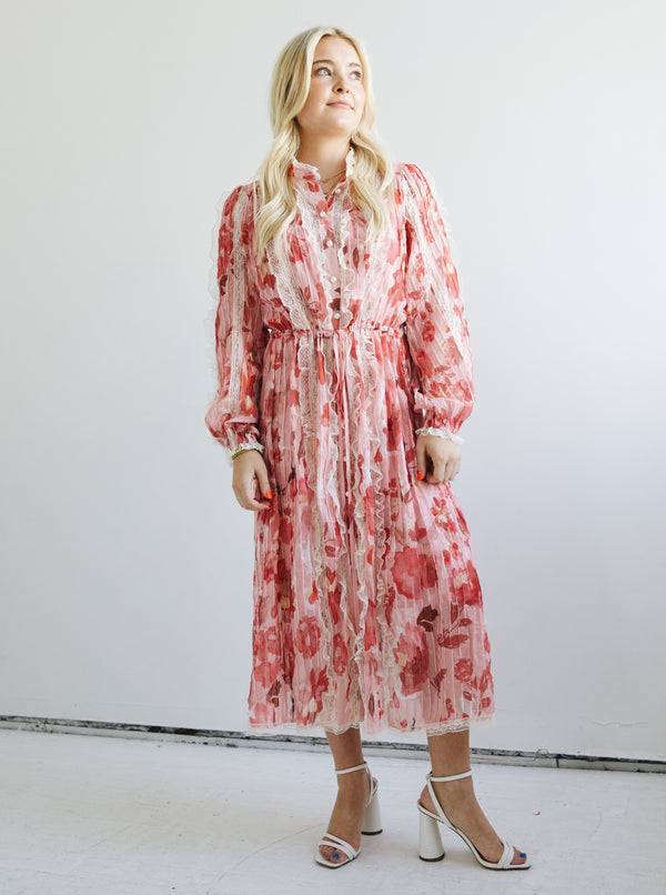 Pink Peonies Lace Dress