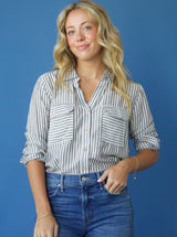 Cora Stripe Blouse Black