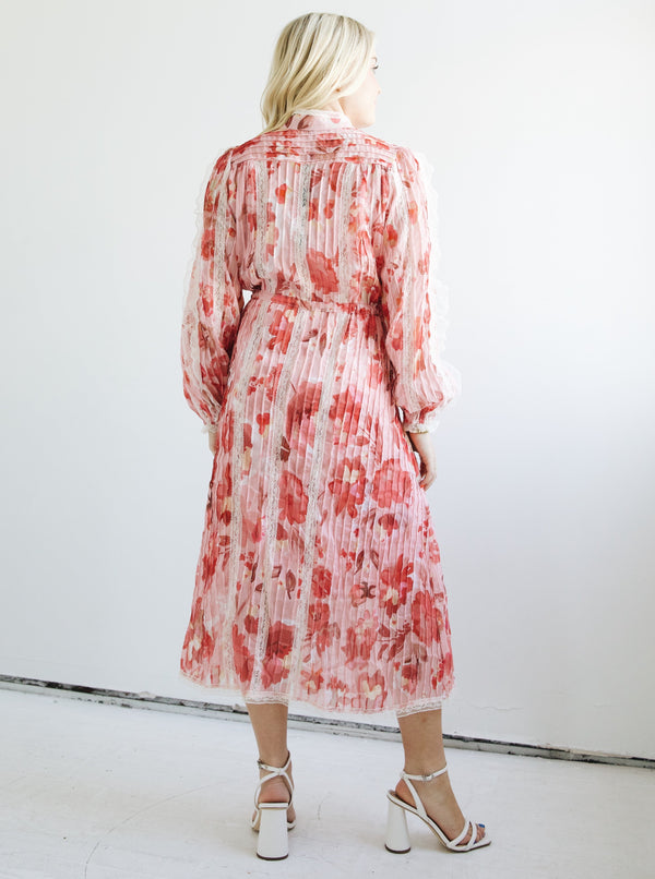 Pink Peonies Lace Dress