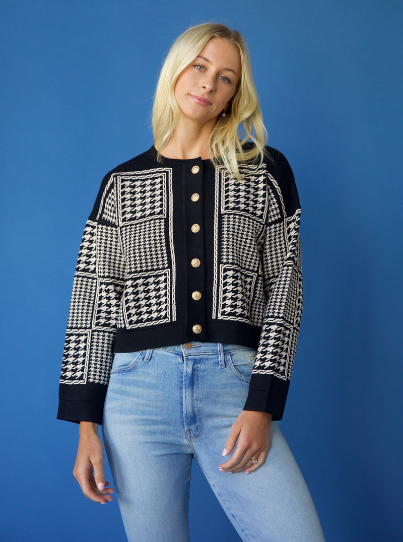 Houndstooth Knit Jacket