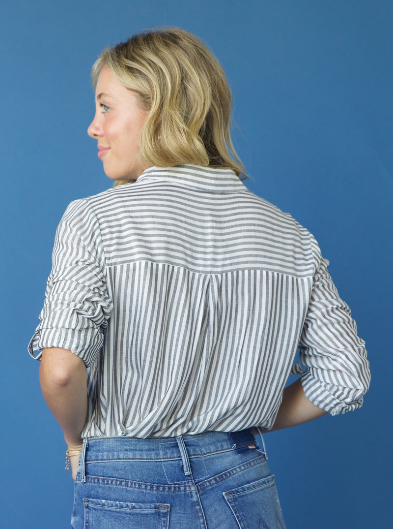 Cora Stripe Blouse Black