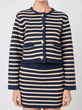 Kylie Striped Sweater in Navy