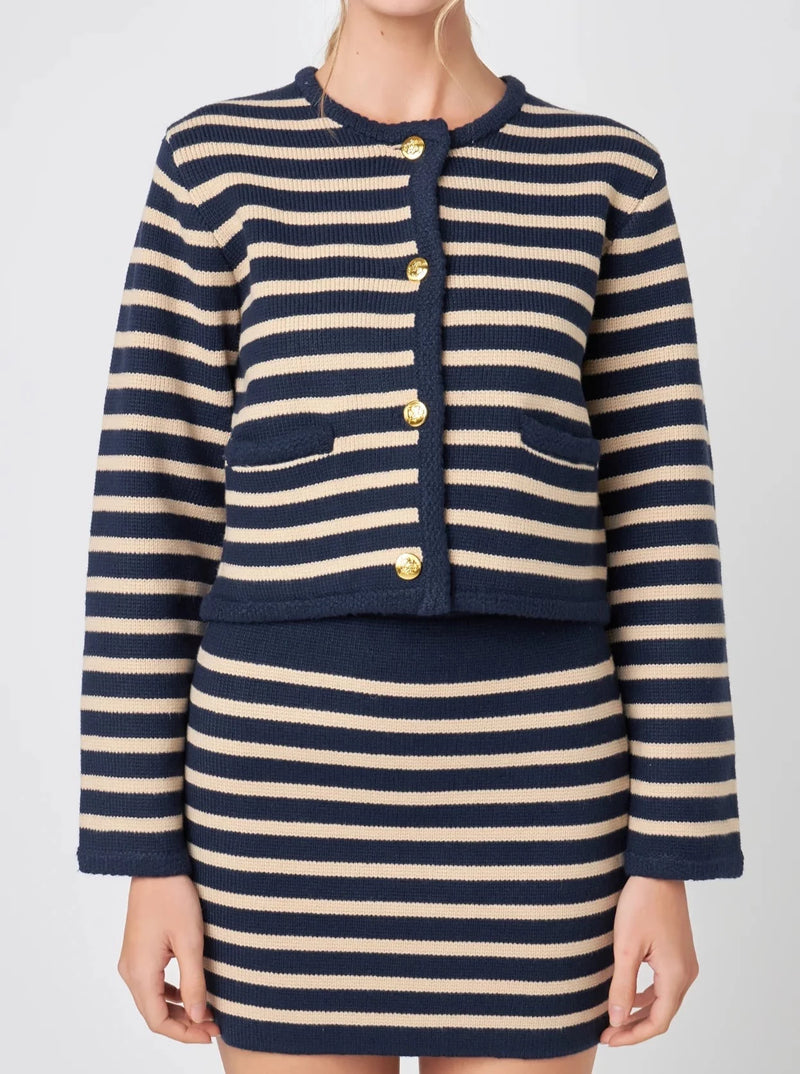 Kylie Striped Sweater in Navy