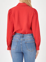 Scallop Silk Blouse - Red