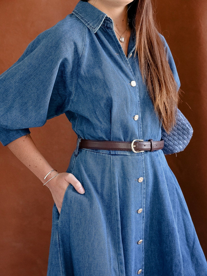 Lena Denim Belted Dress