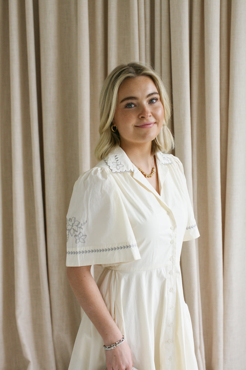 Floral Embroidered Midi Dress
