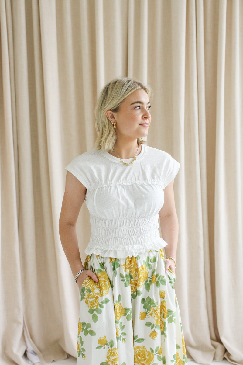 Mya Smocked Top - White