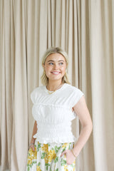 Mya Smocked Top - White