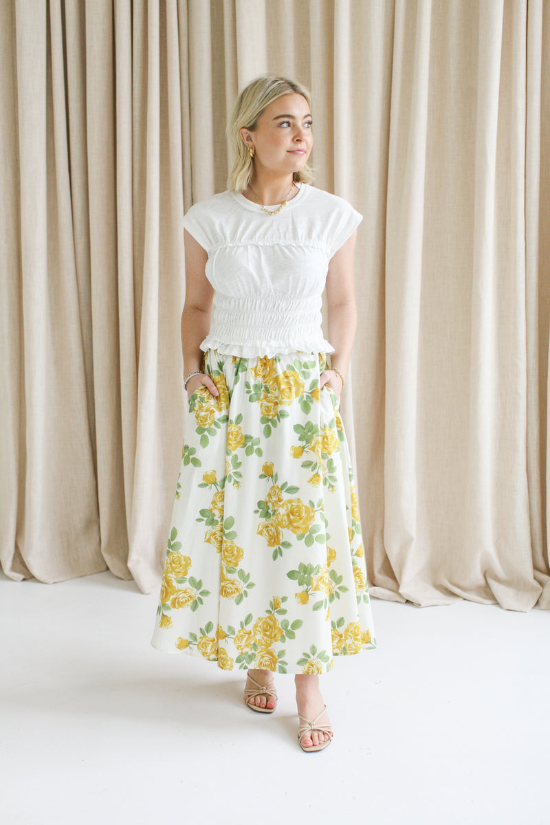 Mya Smocked Top - White