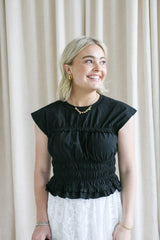 Mya Smocked Top - Black