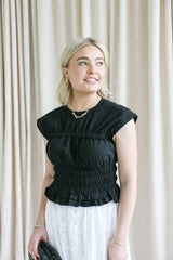 Mya Smocked Top - Black