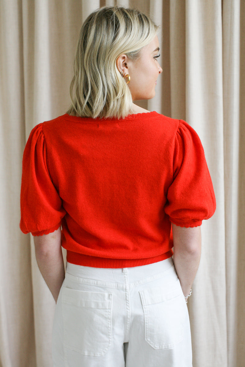 Scarlet Puff Sleeve Cardigan