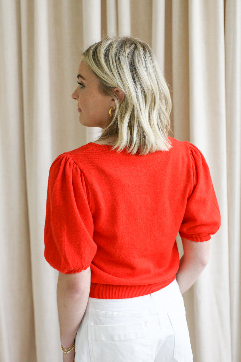 Scarlet Puff Sleeve Cardigan