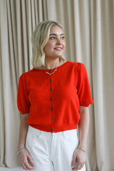 Scarlet Puff Sleeve Cardigan