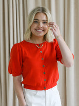 Scarlet Puff Sleeve Cardigan