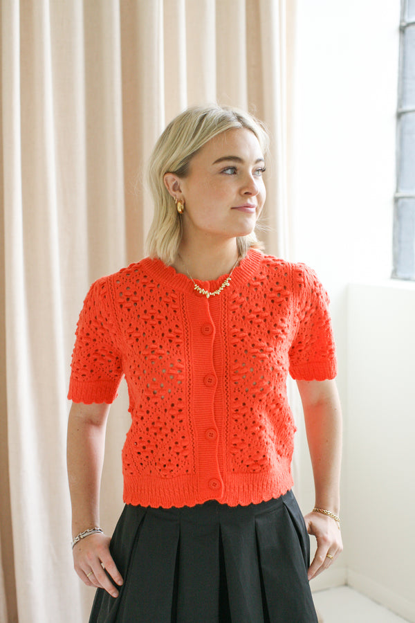 Mia Knit Cardigan - Orange