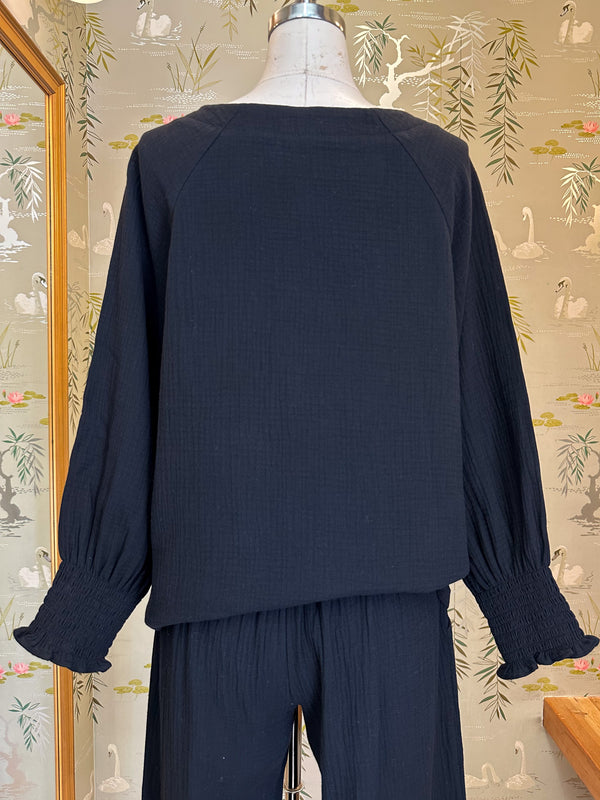 Zoe Peasant Blouse- Black PRE-ORDER