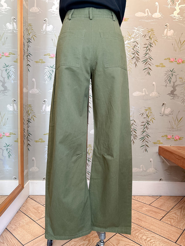 Allie Barrel Leg Pants- Olive
