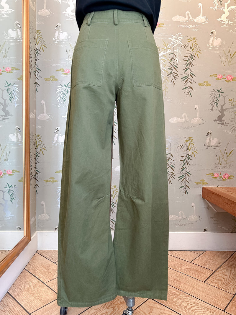 Allie Barrel Leg Pants- Olive