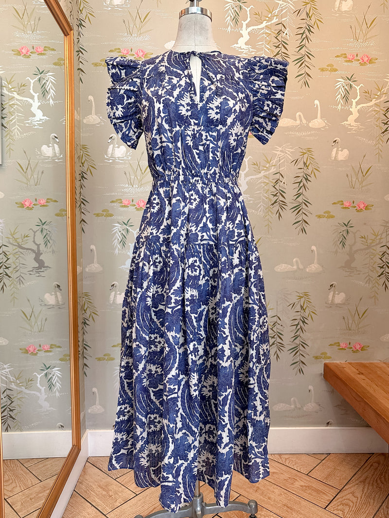 Ulla Johnson Kairi Flutter Sleeve Midi Dress - Ocean