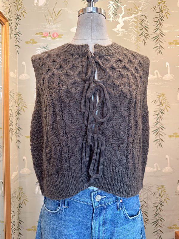 Lucy Cable Knit Vest - Charcoal