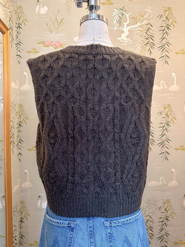 Lucy Cable Knit Vest - Charcoal